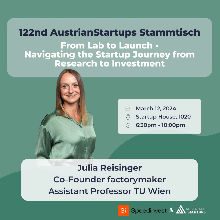From lab to launch — Julia Reisinger at the 122nd Stammtisch AustrianStartups